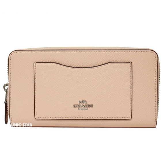 Coach Crossgrain Leather Accordion Zip Nude Pink F54007 - Picture 1 of 5